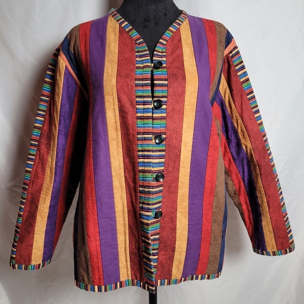 Patchwork Quilted Jacket Vintage No Label Colorfu… - image 1